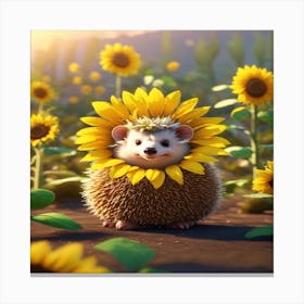 Sunflower Hedgehog Canvas Print