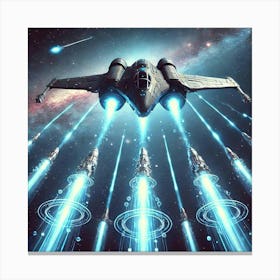 A High Tech, Sci Fi Scene Showing A Futuristic Sta Converted Canvas Print