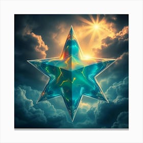 A Three Dimensional Star Rendered With Intense, Dramatic Weather, Featuring Iridescent Colors, Reflections, Stormy Skies, And High Tension Canvas Print