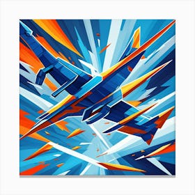 Futuristic Military Plane Cubism Style Canvas Print