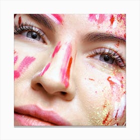 Close Up Of A Woman With Makeup Canvas Print