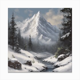 Snowy Mountain Stream 1 Canvas Print