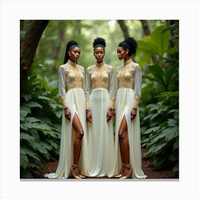 Three African Brides In The Woods Canvas Print