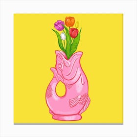 Gluggle Jug Tulips Square Canvas Print