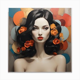 Woman With Flowers beauty Canvas Print