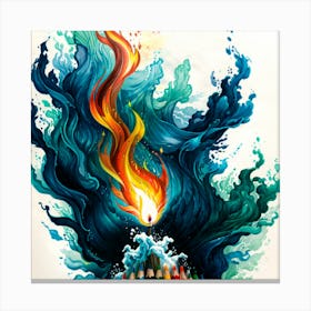 Fire Burning In The Ocean Canvas Print