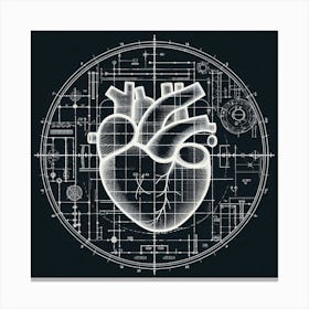 Heart - Blueprint Canvas Print