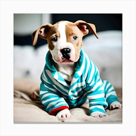 A Cute Pitbull Puppy In Pajamas 1 Canvas Print