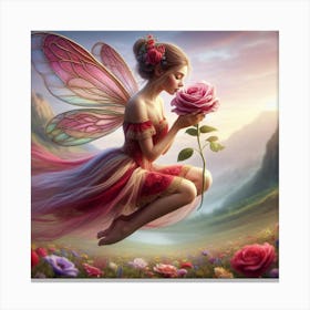 The Fairy And A Juliet Rose Canvas Print