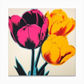 Tulip 3 Pop Art Illustration Square Canvas Print