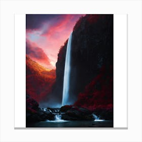 Waterfall At Sunset Canvas Print