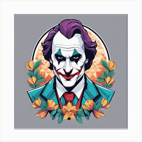Joker Portrait Low Poly Painting (1) Canvas Print