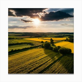 Drone Rural Farm Field Aerial Land Agricultural Crop Countryside Environment Agriculture (3) Canvas Print