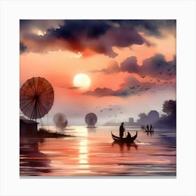 Sunset On The River 1 Canvas Print