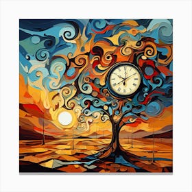 Clock In The Tree Canvas Print