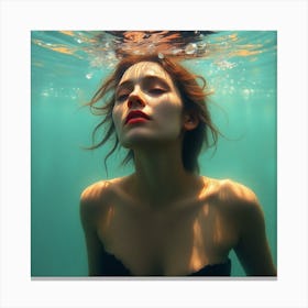 Portrait Of A Woman Underwater Canvas Print