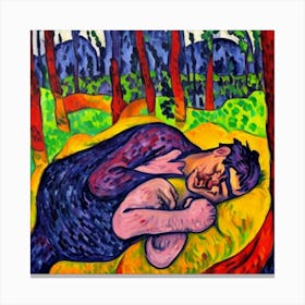 Sleeping Man In The Woods Canvas Print