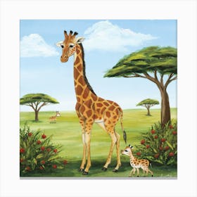 Giraffe And Baby Canvas Print