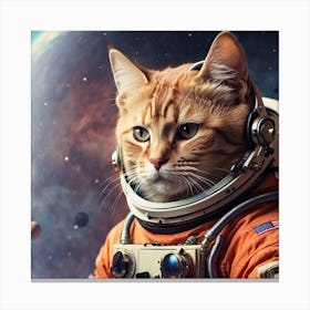 cat astronaut member of the orbital station team Canvas Print