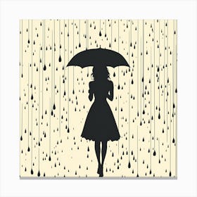 Girl With Umbrella In Rain 1 Canvas Print