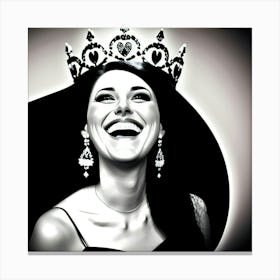 Laughing queen with crown of hearts  Canvas Print