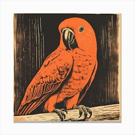 Retro Bird Lithograph Parrot 1 Canvas Print