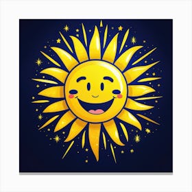 Lovely smiling sun on a blue gradient background 145 Canvas Print