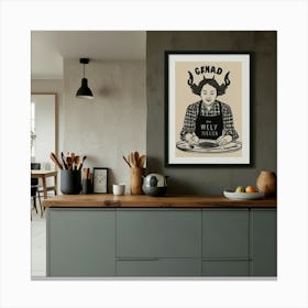 Woman Cooks In A Kitchen Canvas Print