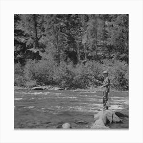 Untitled Photo, Possibly Related To Custer County, Idaho, Fishing In The Salmon River By Russell Lee 2 Canvas Print
