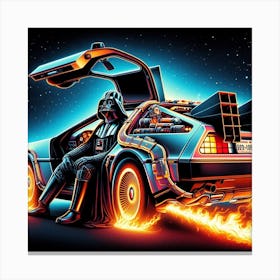 Darth Vader In The Delorean Star Wars Back To The Future Art Print Canvas Print