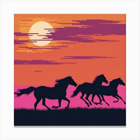 Horses At Sunset Canvas Art Canvas Print