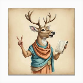 Deer With Peace Sign Canvas Print