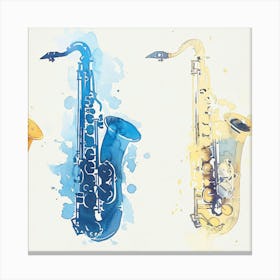 Watercolor Saxophones 4 Canvas Print