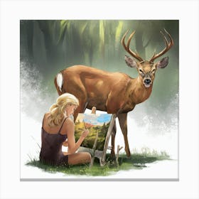 A Captivating Scene Of A Blonde Woman Sitting I (8) Canvas Print