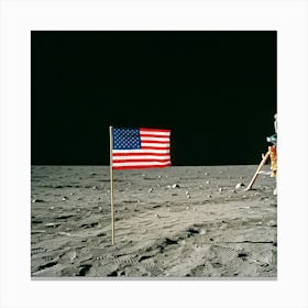 American Flag On The Moon Canvas Print