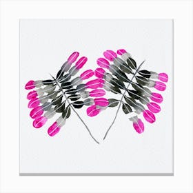 Tropical Palm Leaf Pink Gray Botanical Canvas Print
