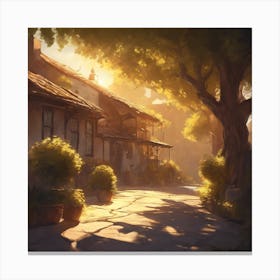 Village In The Sun Canvas Print