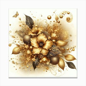 Gold Flowers 1 Canvas Print