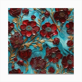 Burgundy and turquoise 1 Canvas Print