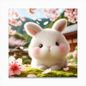 Bunny In Cherry Blossoms Canvas Print