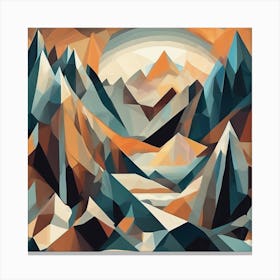 Mystical Mountains Cubism Style Canvas Print