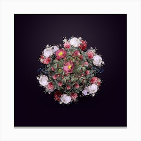 Vintage Rose of Love Bloom Flower Wreath on Royal Purple n.1453 Canvas Print