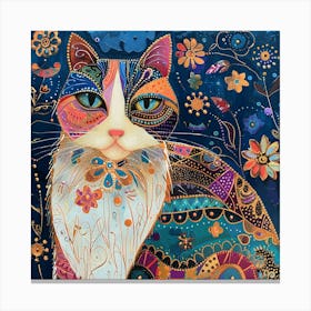 Patchwork Quilted Cat 1 Canvas Print