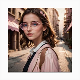 Young Woman In Glasses Canvas Print
