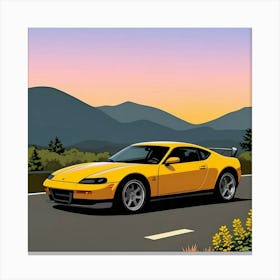 High-Performance Sports Vehicle in Detail Yellow Sports Car Canvas Print