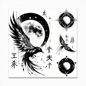Crow Tattoo Design Canvas Print