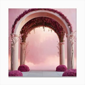 Archway With Pink Flowers Canvas Print