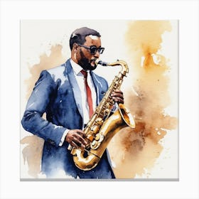 Jazz Musician Playing Saxophone Canvas Print