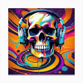 Skull With Headphones 27 Canvas Print