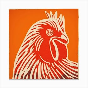 Retro Bird Lithograph Chicken 4 Canvas Print